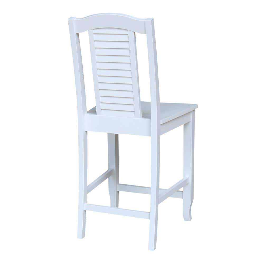 Seaside White Solid Wood Counter Height Stool