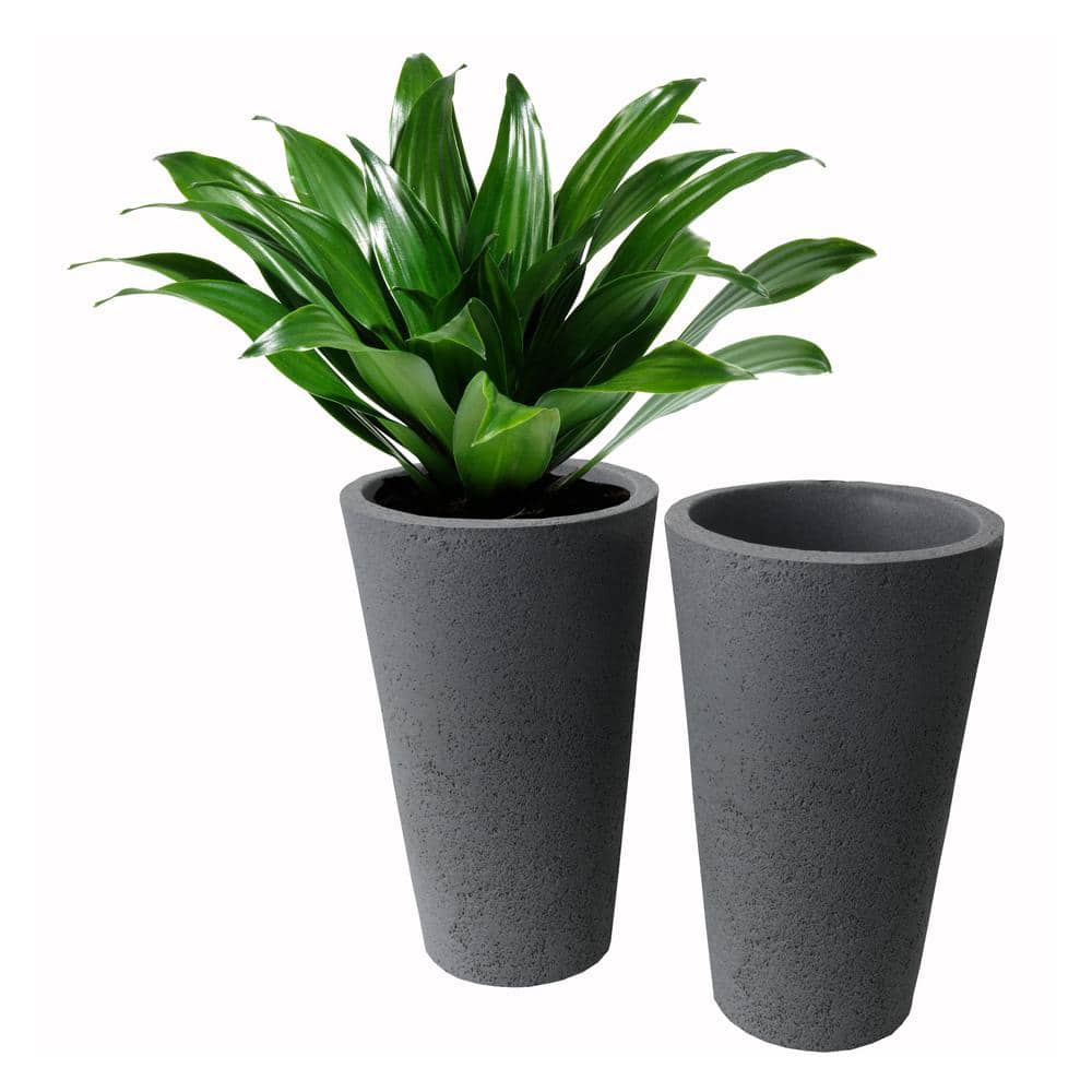20" Tall Gray Recycled Material Self-Watering Outdoor Planter Set