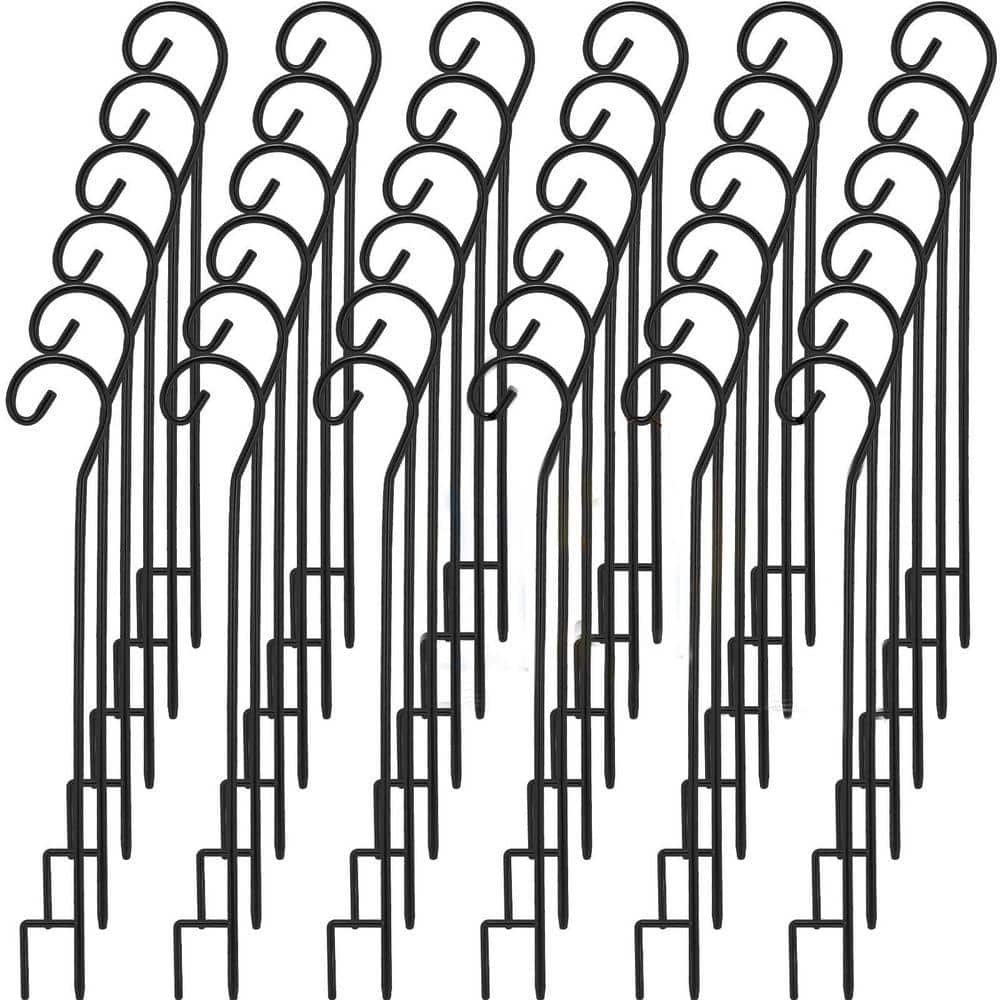 Justincity 0.39 in. Black Rubber Iron Curled Outdoor Garden Hook Easy ...