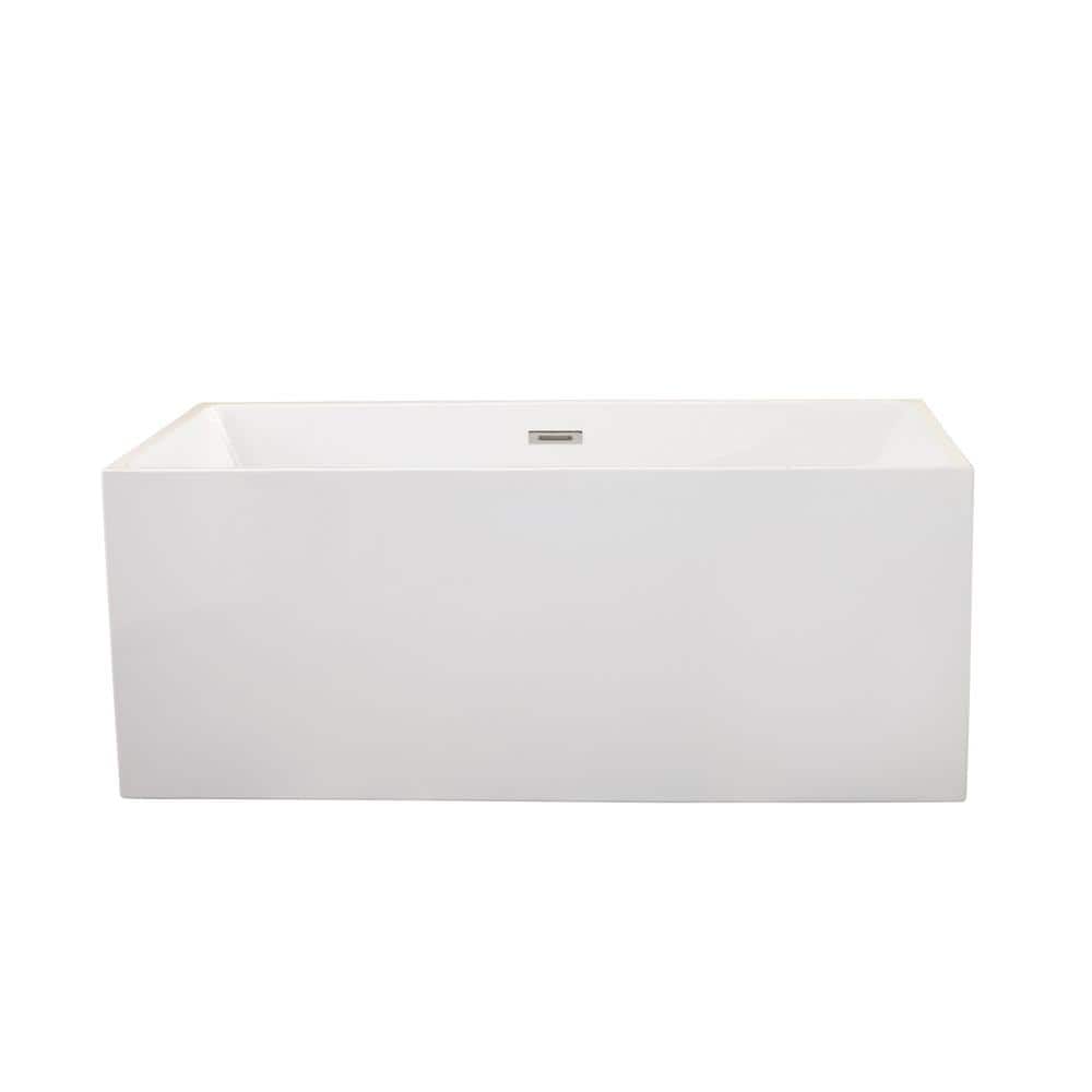 Persephone 59'' White Acrylic Freestanding Soaking Bathtub