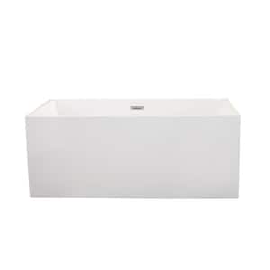Persephone 59 in. Acrylic Flatbottom Non-Whirlpool Soaking Bathtub in White
