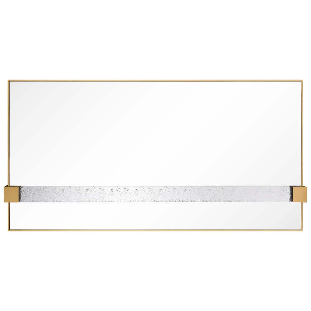 Gleaming Horizon 40"x80" Silver Mirror with Gold Iron Frame