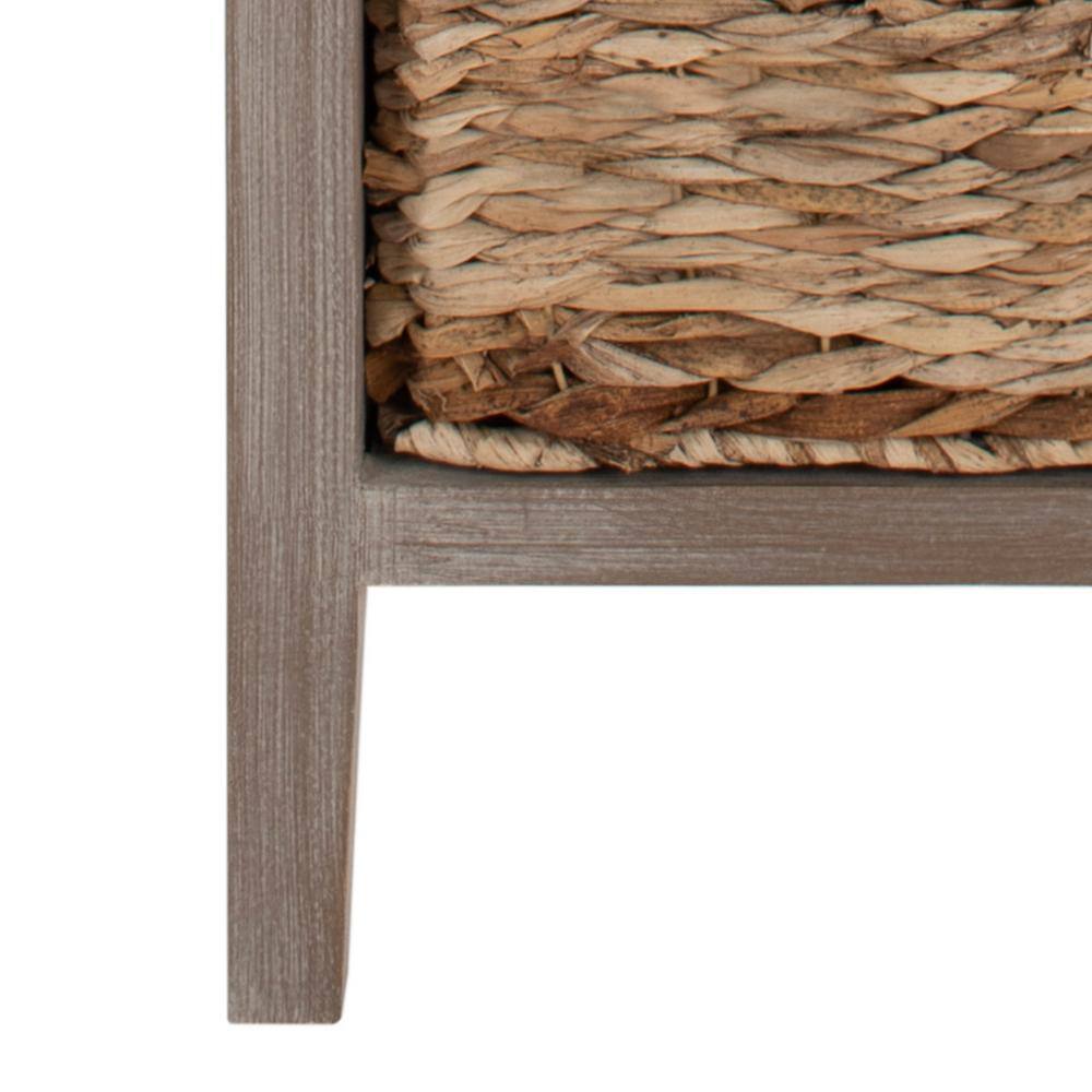 Transitional Michaela Rectangular Wooden Side Table with 4 Basket Drawers - Vintage White