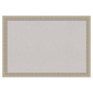 Mezzo Silver Wood Framed Grey Corkboard 40 in. x 28 in. Bulletin Board Memo Board
