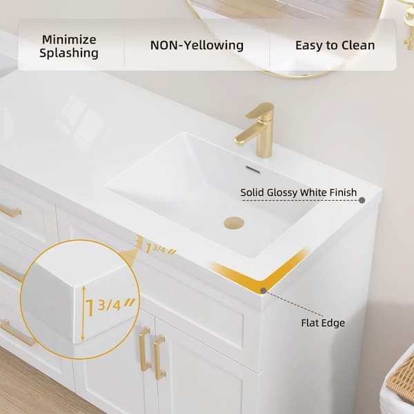 Zeafive Tor 72 in. W x 22 in. D Solid Surface Cultured Marble