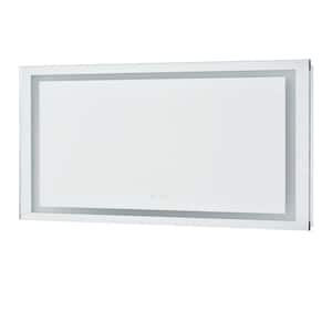 32 in. W x 24 in. H LED Frameless Rectangular Touch Waterproof Backing Wall Mount Bathroom Vanity Mirror in Silver