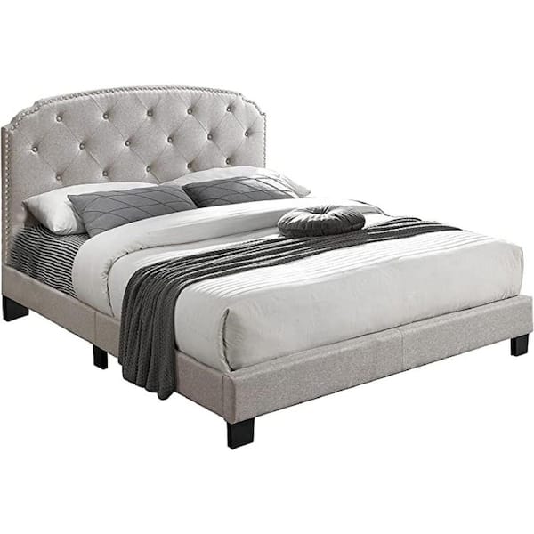 Light Brown Full Button Tufting Design Bed