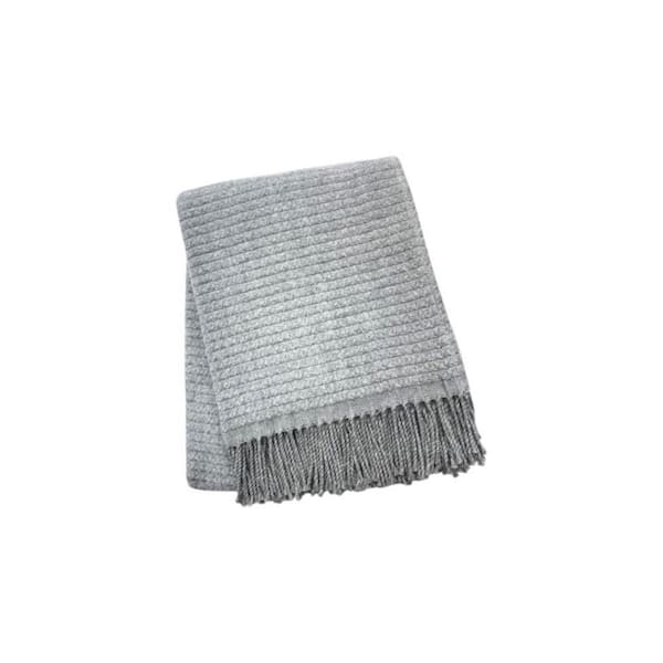 Gray Solid Color Cotton Blend Throw Blanket