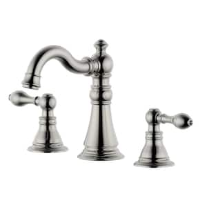Bagneux Traditional 8 in. Widespread Double Handle Bathroom Faucet with Drain Kit in Brushed Nickel