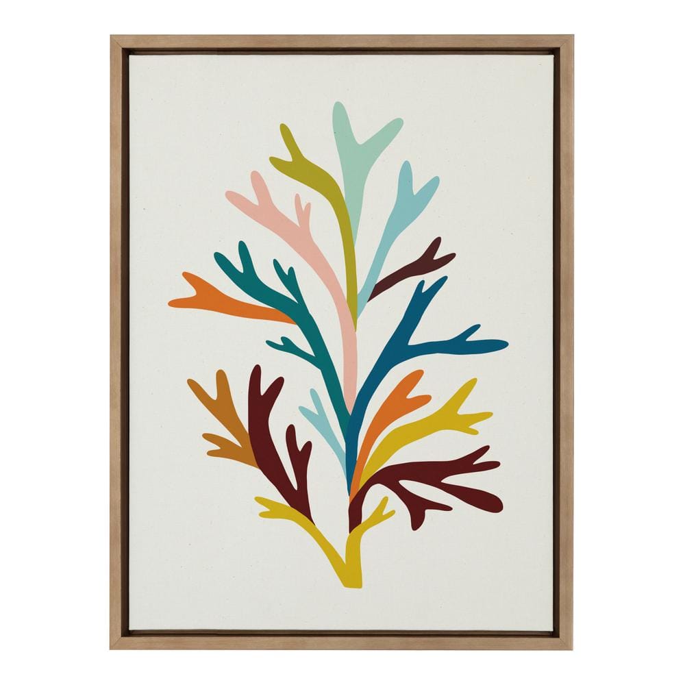 Gold Framed Abstract Sea Plant Canvas Wall Art 18x24