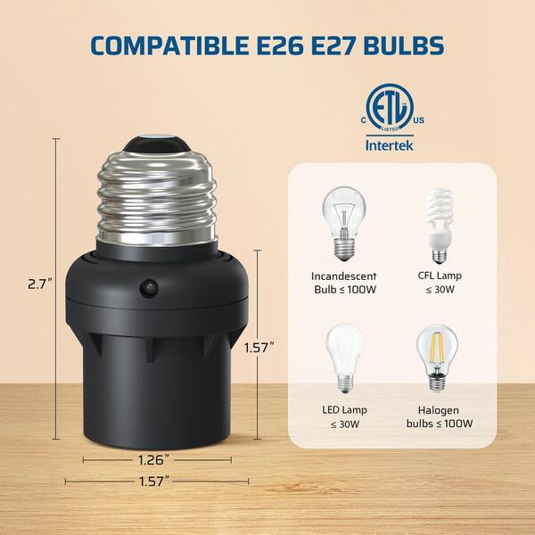 DEWENWILS Dusk To Dawn LED Sensor Bulbs – 4-Pack, A19, Daylight White, Auto On/Off