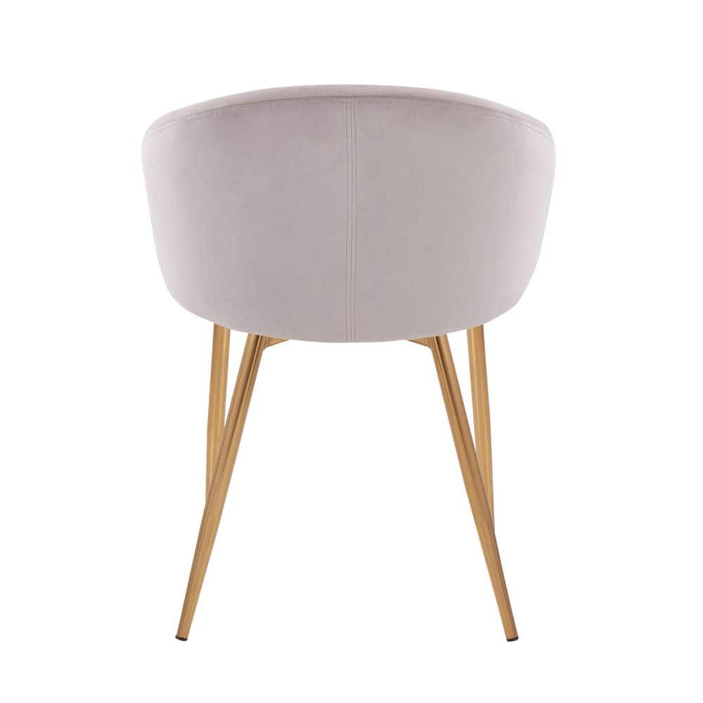 Claire Silver Velvet and Gold Metal Low Back Side Chair Set