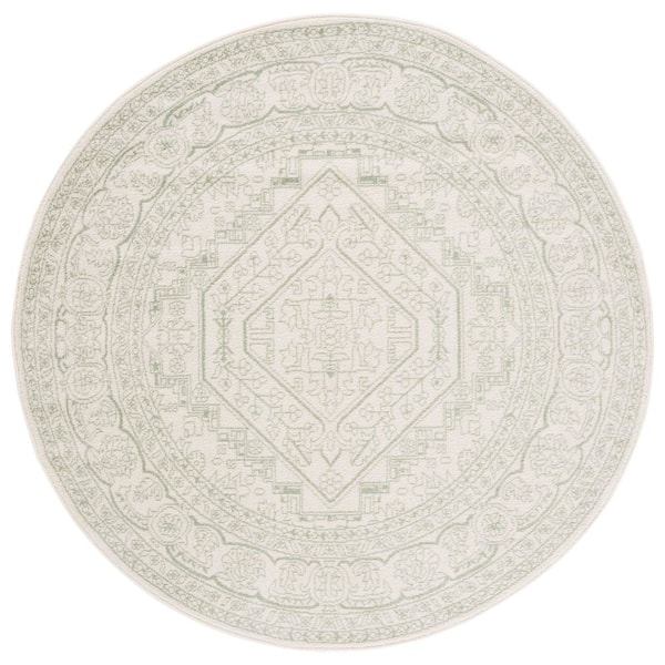 Adirondack 6 ft. x 6 ft. Sage/Ivory Oriental Round Rug