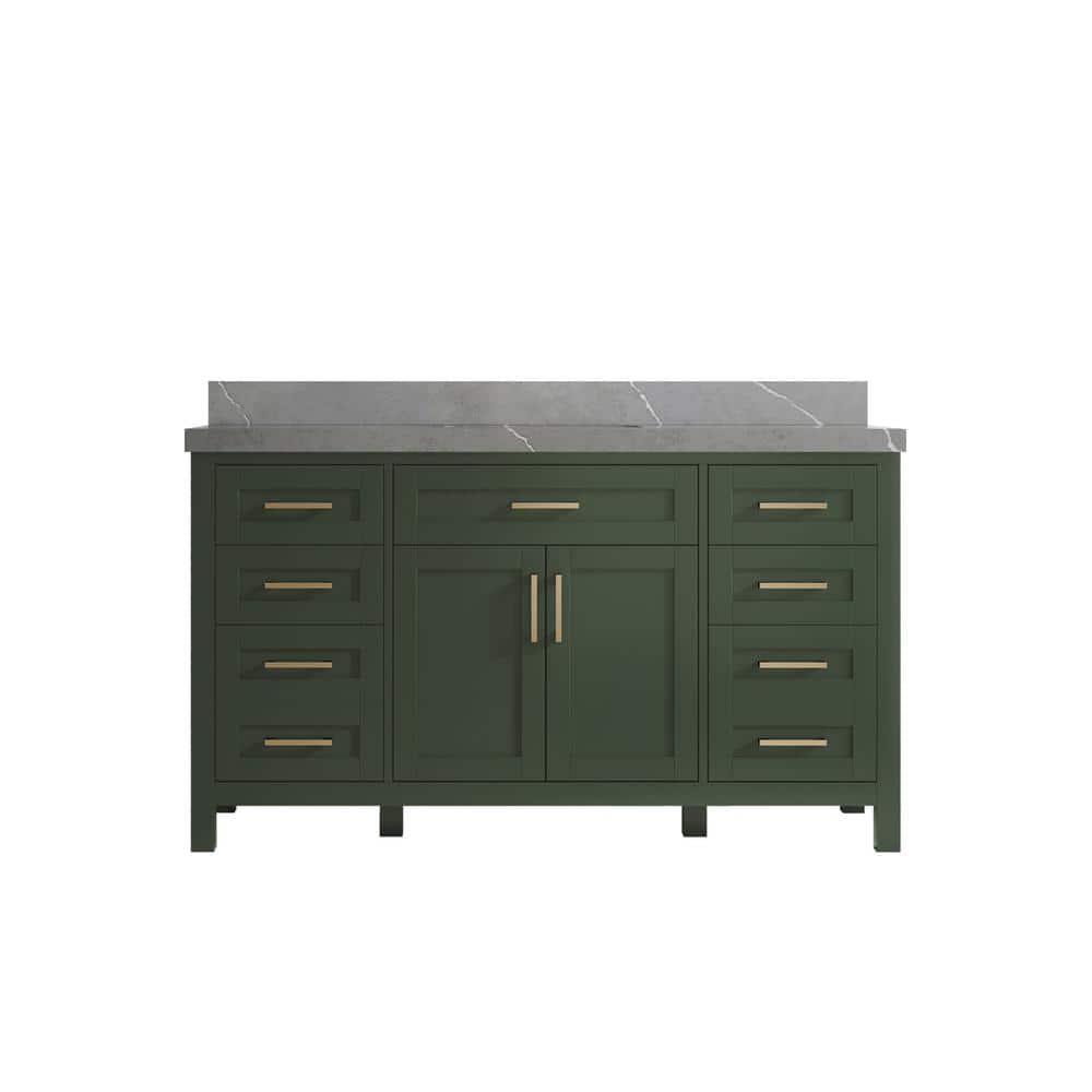 Cambridge 60 in. W x 22 in. D x 36 in. H Single Sink Bath Vanity in Pewter Green with 2 in. Piatra Quartz Top price history on PriceWatchPro