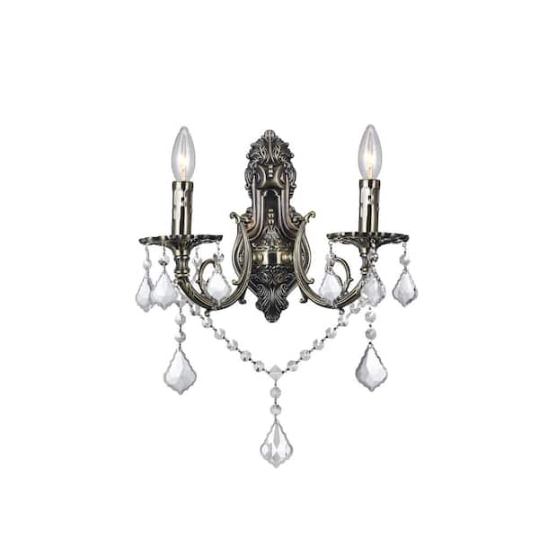 CWI Lighting Brass 2 Light Wall Sconce With Antique Brass Finish