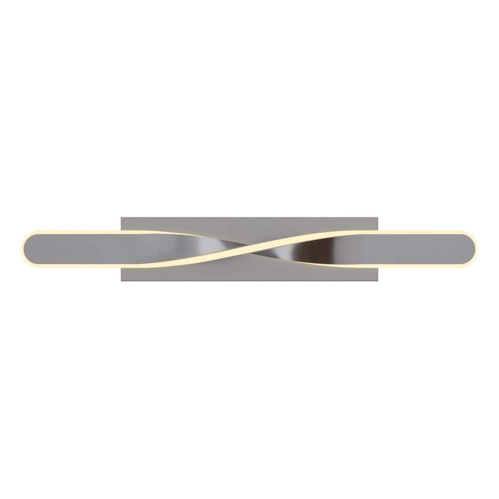 Twist 4 in. 12-Light Satin Nickel Integrated LED Vanity Light with White Acrylic Shade