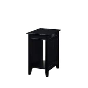 Edison 14 in. Black Standard Rectangle Wood End Table with Charging Station and Shelf