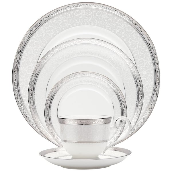 Odessa Platinum 5-Piece (Platinum) Bone China Place Setting, Service for 1