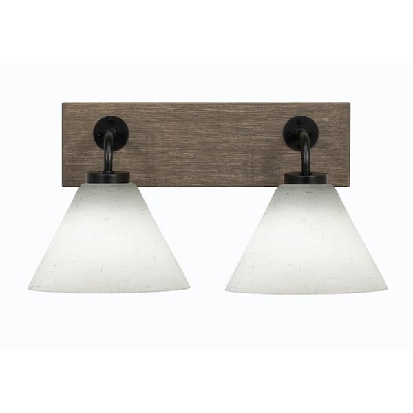 Unbranded Kirby 17.25 in. 2-Light Matte Black and Painted Distressed Wood-look Metal Vanity Light