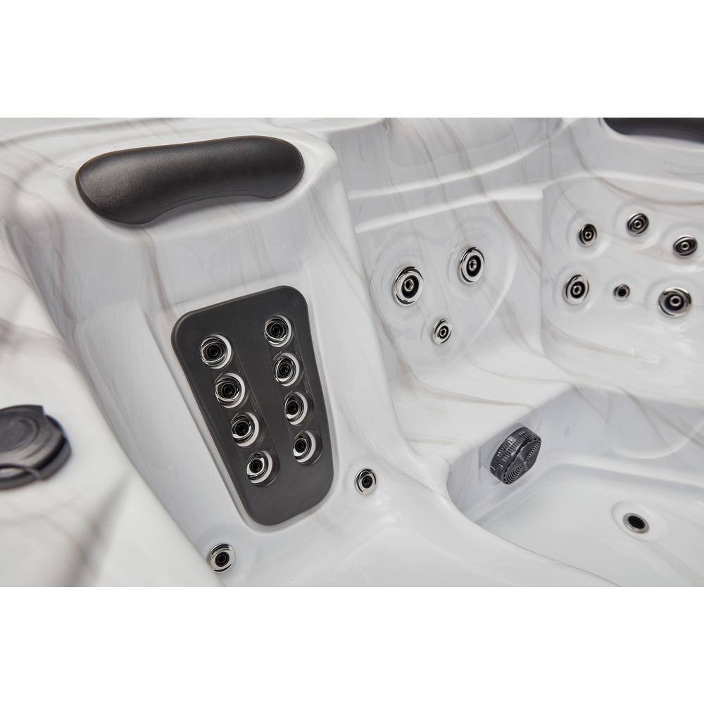 Gray and White 5-Person Luxury Hot Tub with Jets and Ozonator