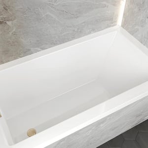 Voltaire 54 in. x 30 in. Acrylic Left Drain Rectangular Alcove Bathtub in White