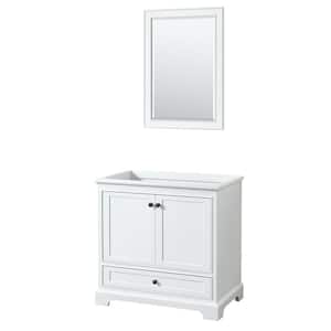Deborah 35.25 in. W x 21.5 in. D x 34.25 in. H Single Bath Vanity Cabinet without Top in White with 24 in. Mirror