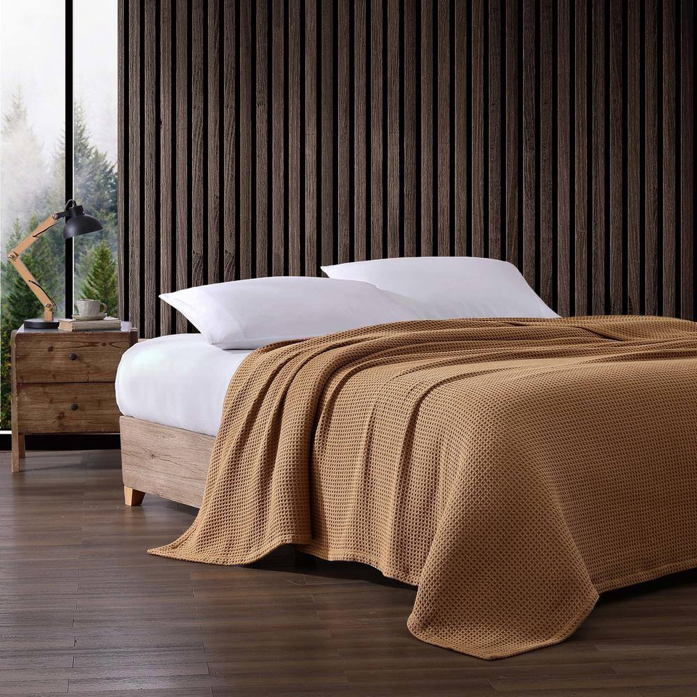 King Brown Organic Cotton Knitted Reversible Blanket