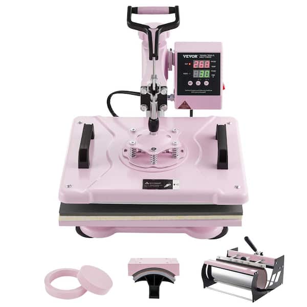 VEVOR Heat Press Machine, 12 x 15 in. 5 in. 1-Heat Transfer Machine with 30 oz. Tumbler Press, T-Shirt Pressing Machine, Pink