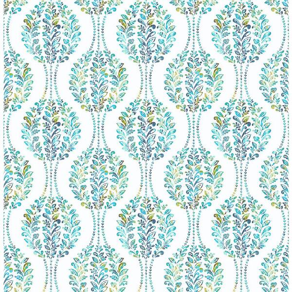 A-Street Prints Versailles Teal Floral Damask Paper Strippable Roll (Covers 56.4 sq. ft.)