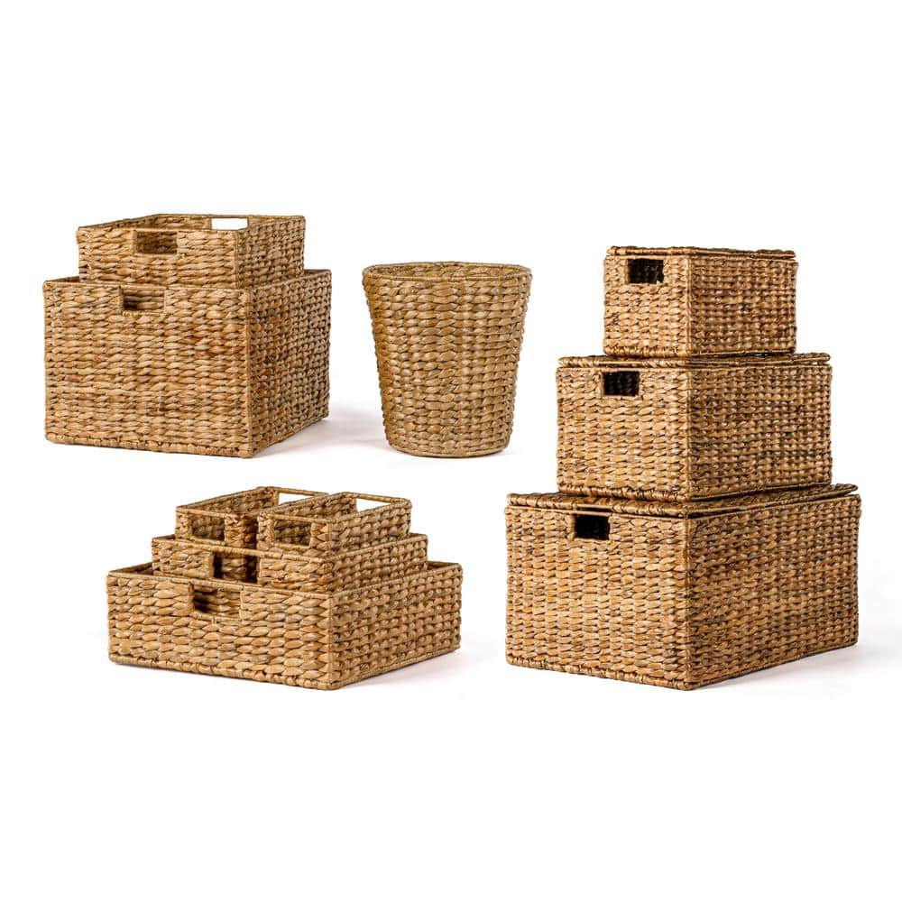 happimess Traditional Assorted Hand-Woven Hyacinth/Iron Baskets