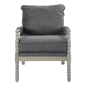 Abbot Charcoal Fabric Chair with Brushed Grey Base