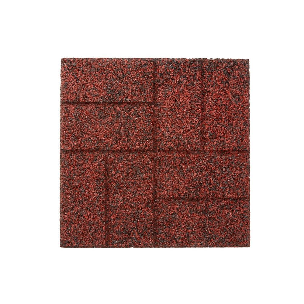 16" Dual-Sided Red and Black Recycled Rubber Patio Pavers