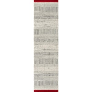ChaCha Largo Modern Abstract Geometric Pattern Flat-Weave Red 2 ft. 7 in. x 9 ft. 10 in. Runner Rug