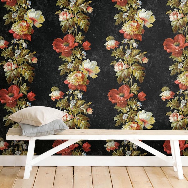 RoomMates Vintage Floral Stripe Peel and Stick Wallpaper (Covers 28.29 sq.  ft.) RMK11425RL - The Home Depot