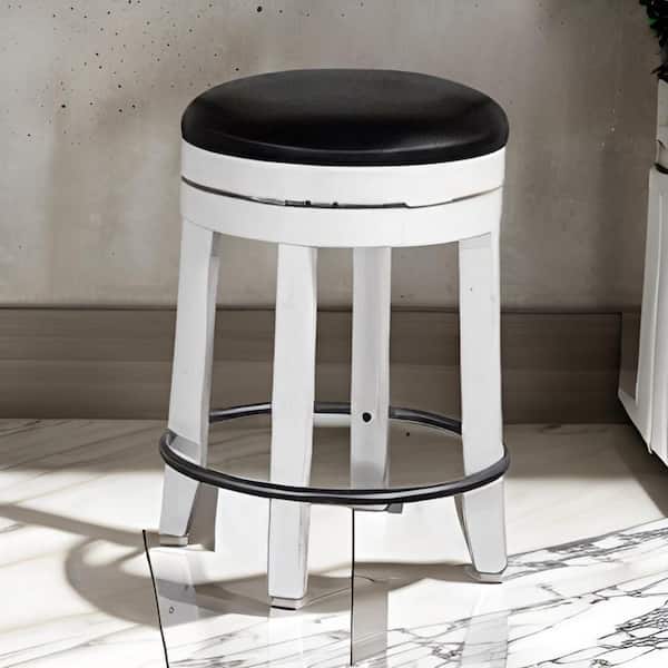 Orso White and Black Wood Counter Stool with Swivel (Set of 2)