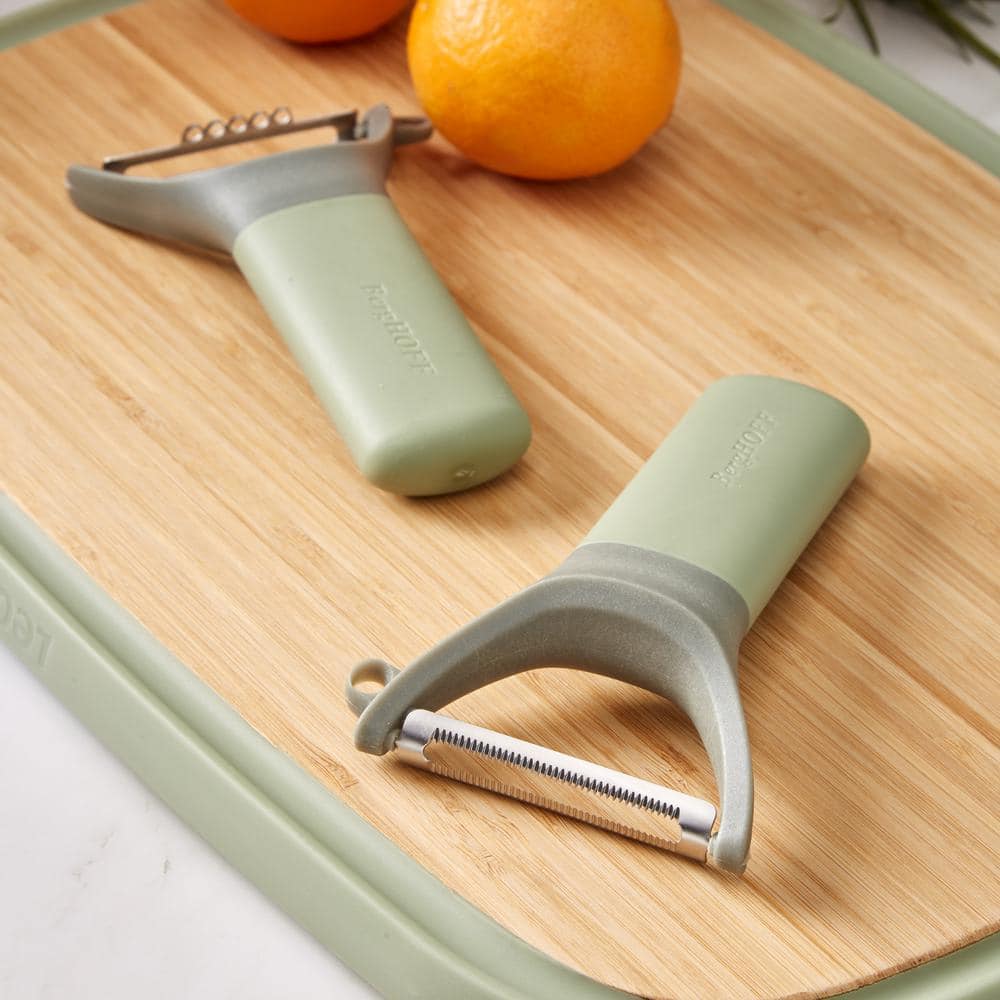5" Green Stainless Steel Serrated Y-Peeler with Recycled Handle
