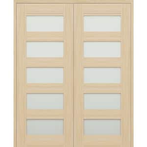 07-07 48 in. W. x 80 in. Both Active 5-Lite Frosted Glass Loire Ash Wood Composite Double Prehung Interior Door