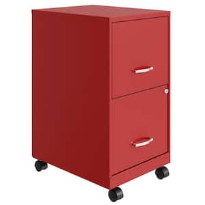 18 in. Wide Red 2-Drawer Mobile Organizer Cabinet for Office