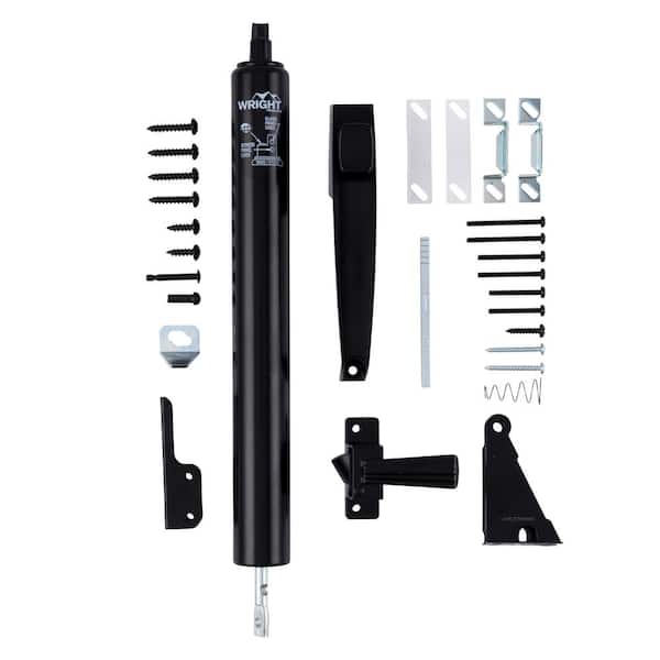 Pneumatic Closer and Push Button Latch Combo Kit, Black