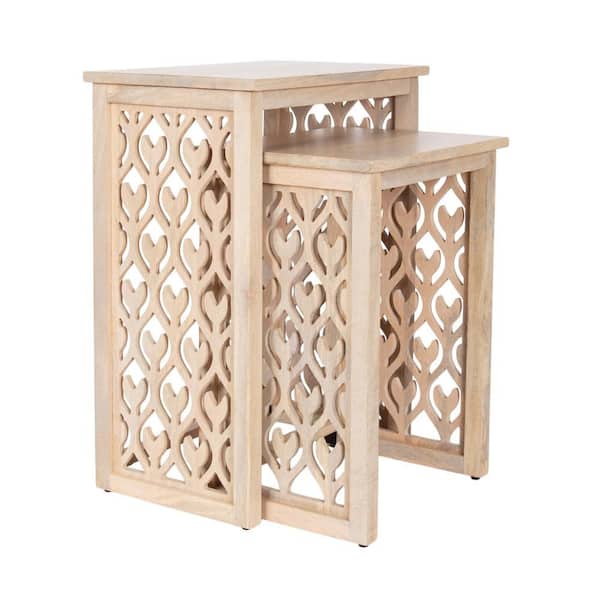 Karni 18 in. White Solid Wood Nesting End Table