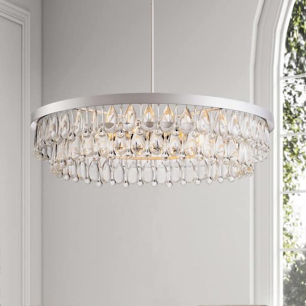Jojospring Adela 24 in. Dia Matte Silver Finish Crystal 6-light Chandelier