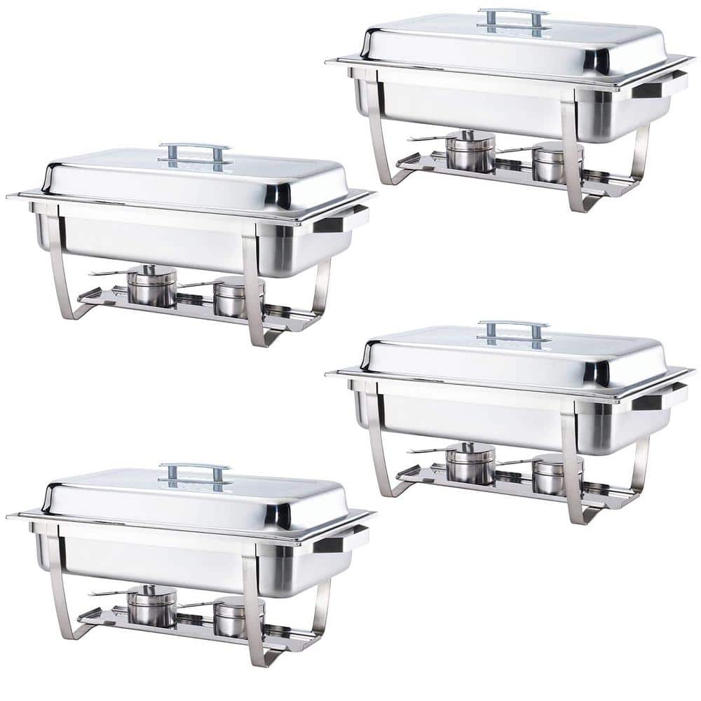 8 qt. Gray, Stainless Steel Chafing Dish, High-Grade, Complete Set with Alp