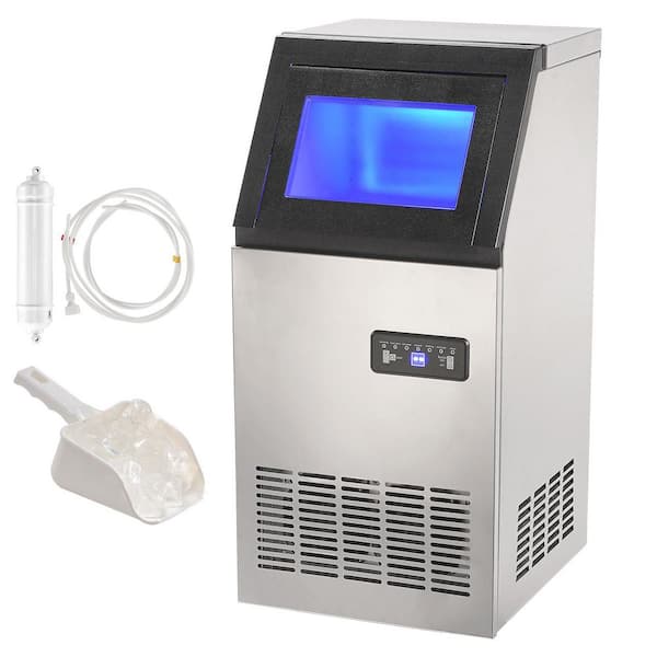 SKYSHALO Commercial Ice Maker 110 lbs. /24H with 28lbs Storage Capacity Ice Maker Machine 40 Ice Cubes in 12-15 Min Freestanding