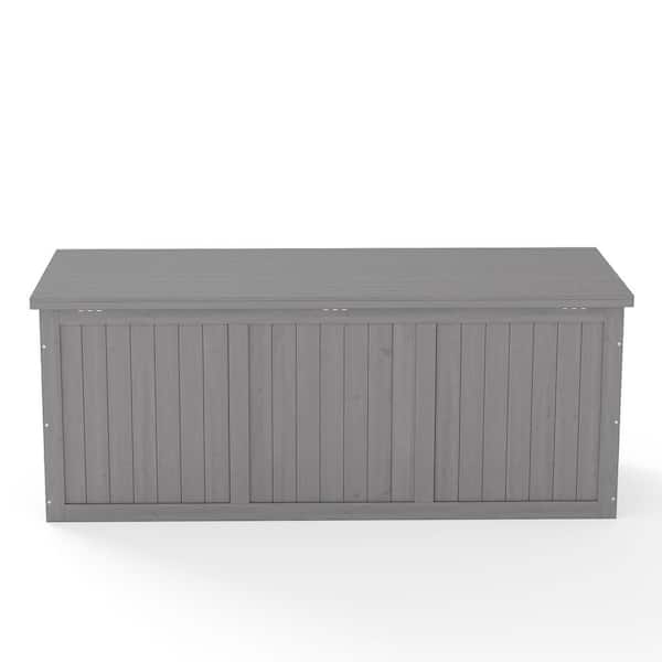 112 Gal. Outdoor Solid Wood Deck Box Storage Box Seat and Table Top for Patio