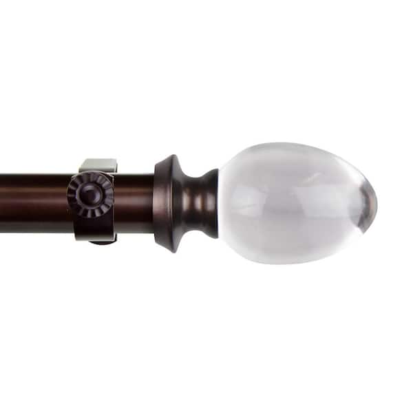 EMOH 160 in. - 240 in. Adjustable Single Curtain Rod 1 in. Dia in Bronze with Ellis Finials