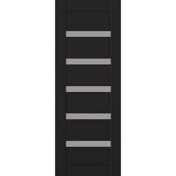 Leora 36 in. W. x 96 in. No Bore 7-Lite Frosted Glass Black Matte Solid Composite Core Wood Interior Door Slab