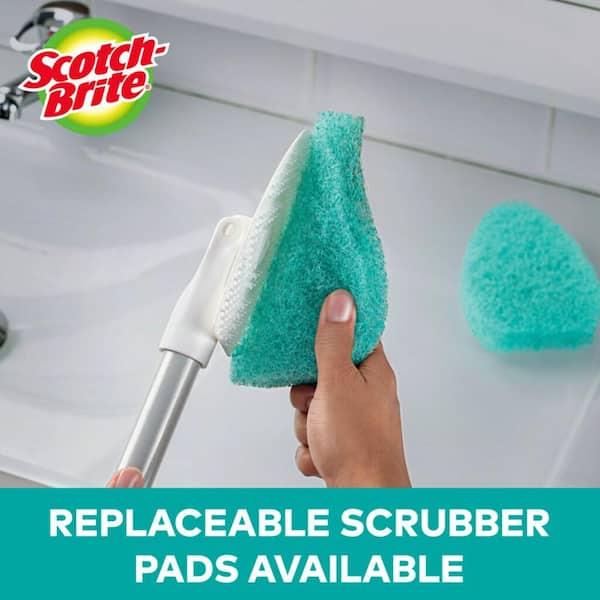 Handled Bath Scrubber, Bathroom Scouring Pad, Heavy Duty Cleaning Sponge  Scrub Brush, Non-Scratch Remove Soap Scum, for Cleaning Shower Tile  Bathtube