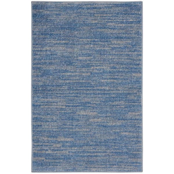 Charlie Blue and Gray 2 ft. x 4 ft. Striped Indoor/Outdoor Runner Rug