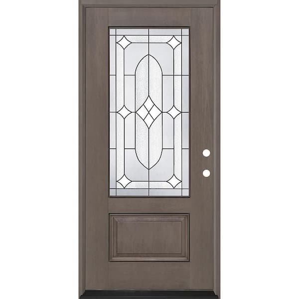 Regency 36 in. x 80 in. 3/4L Axis Glass LHIS Ashwood Stain Fiberglass Prehung Front Door with 4-9/16 Jamb