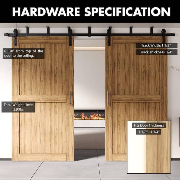 Hidden Sliding Door Track System Kit – 72" Ceiling/Wall Mount Box Rail, 8-Wheel Hangers, 220 Lbs Capacity, For Barn/Closet/Pocket Doors
